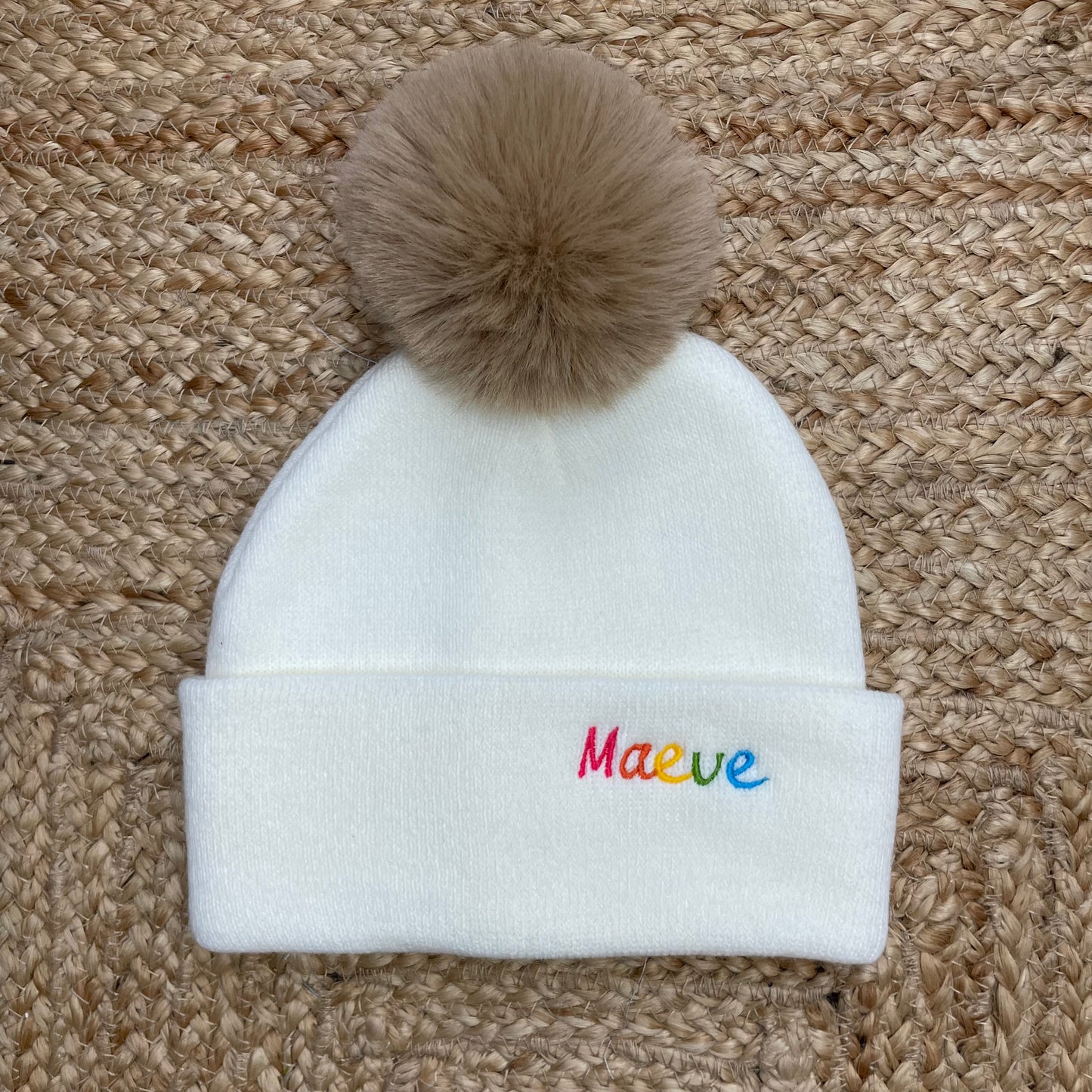 Toddler faux fur pom hat