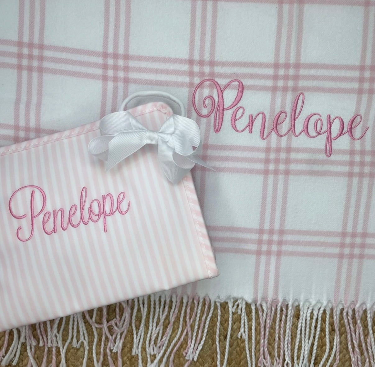 Window pane check flannel with fringe