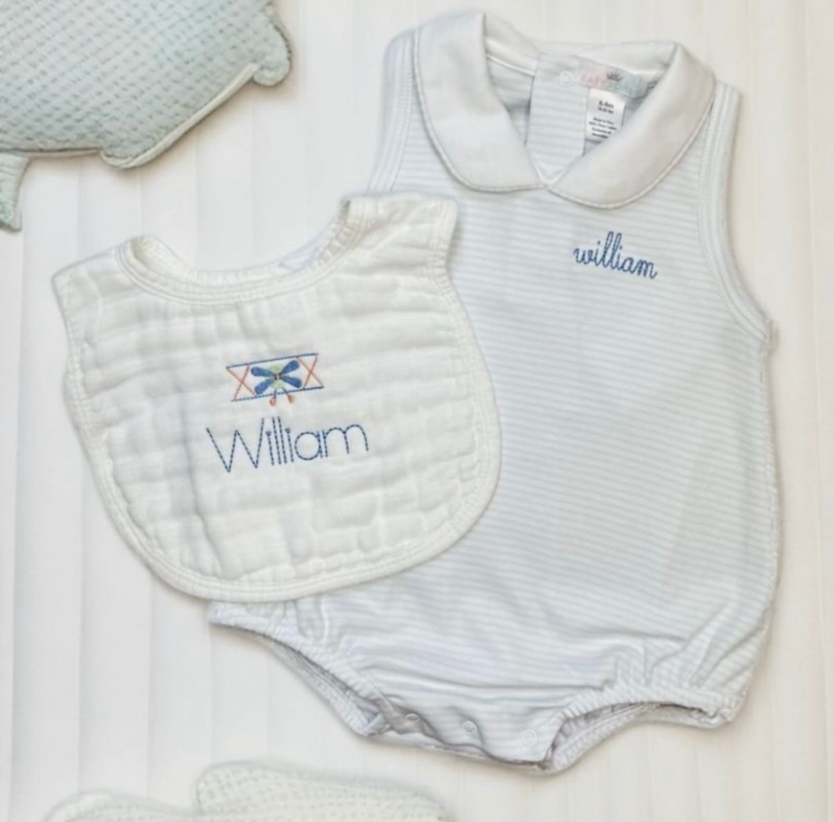 Blue stripes pima collar bubble