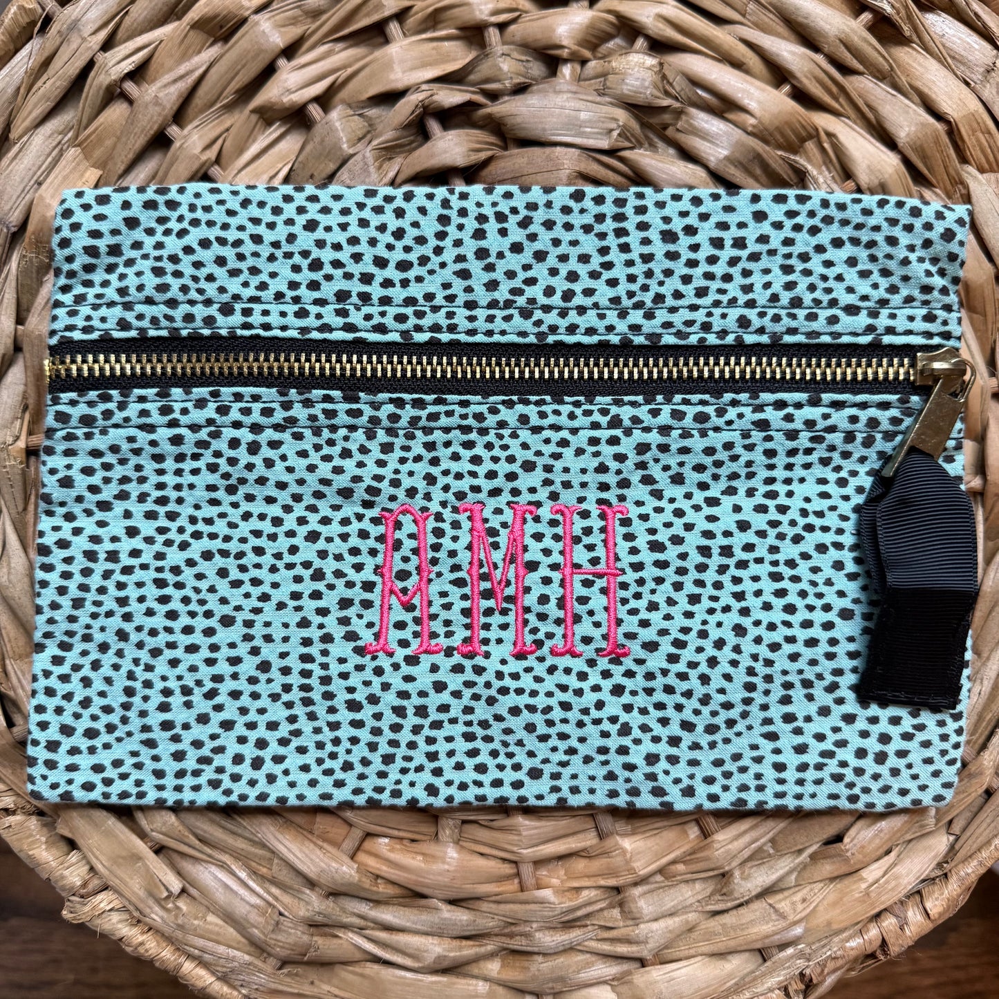 "AMH" aqua cheetah cosmo bag