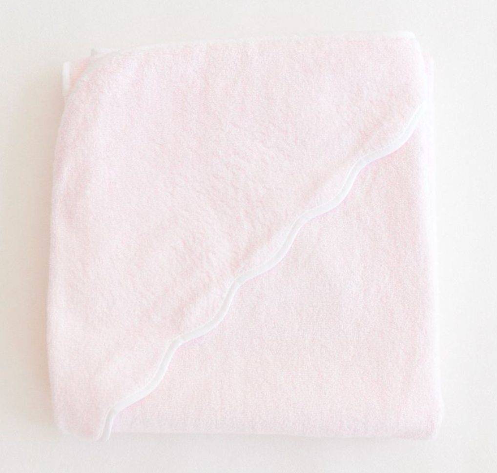 Hooded scalloped trim terry towel