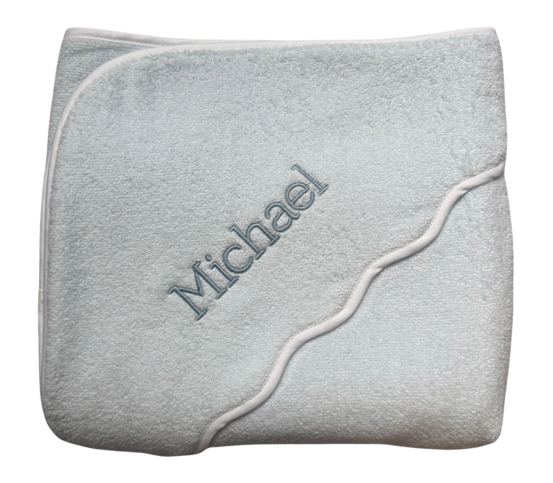 Hooded scalloped trim terry towel