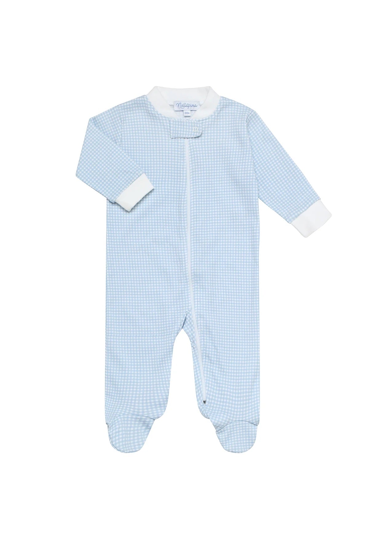 Pima Gingham Zipper Footie