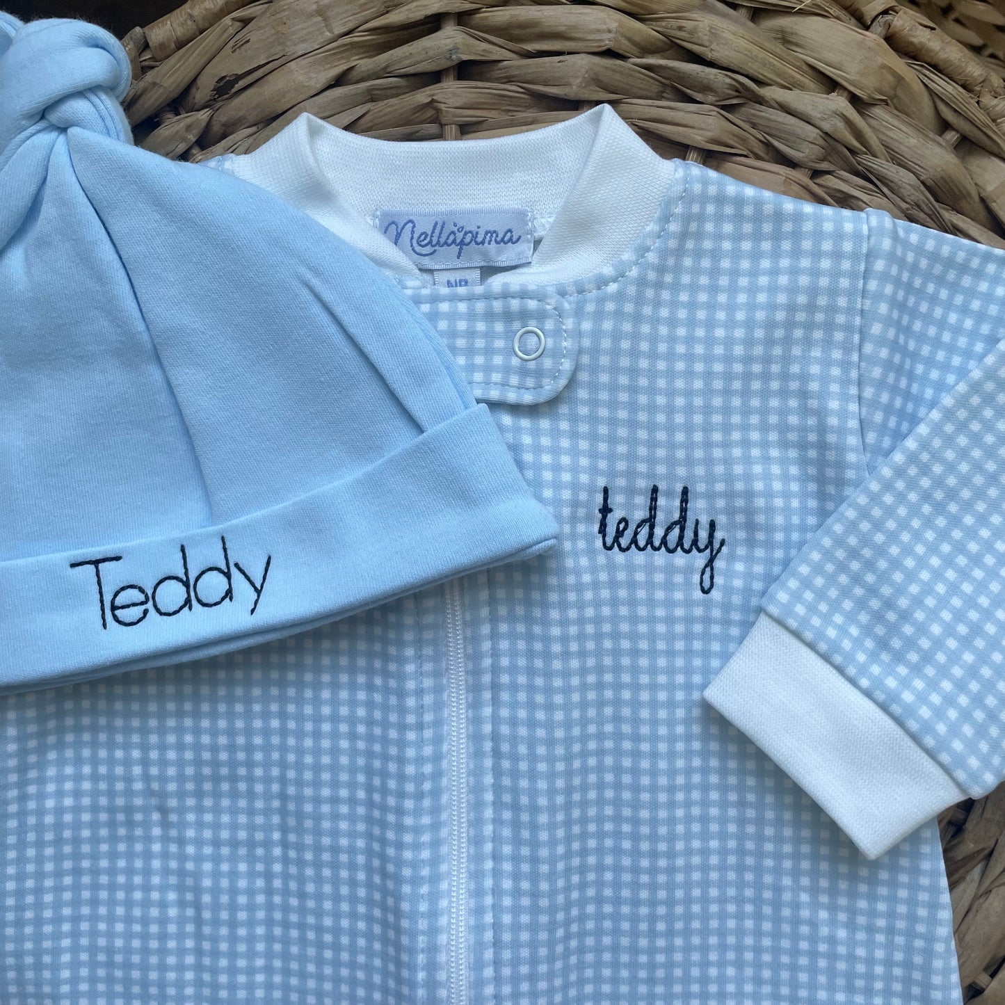 Pima Gingham Zipper Footie