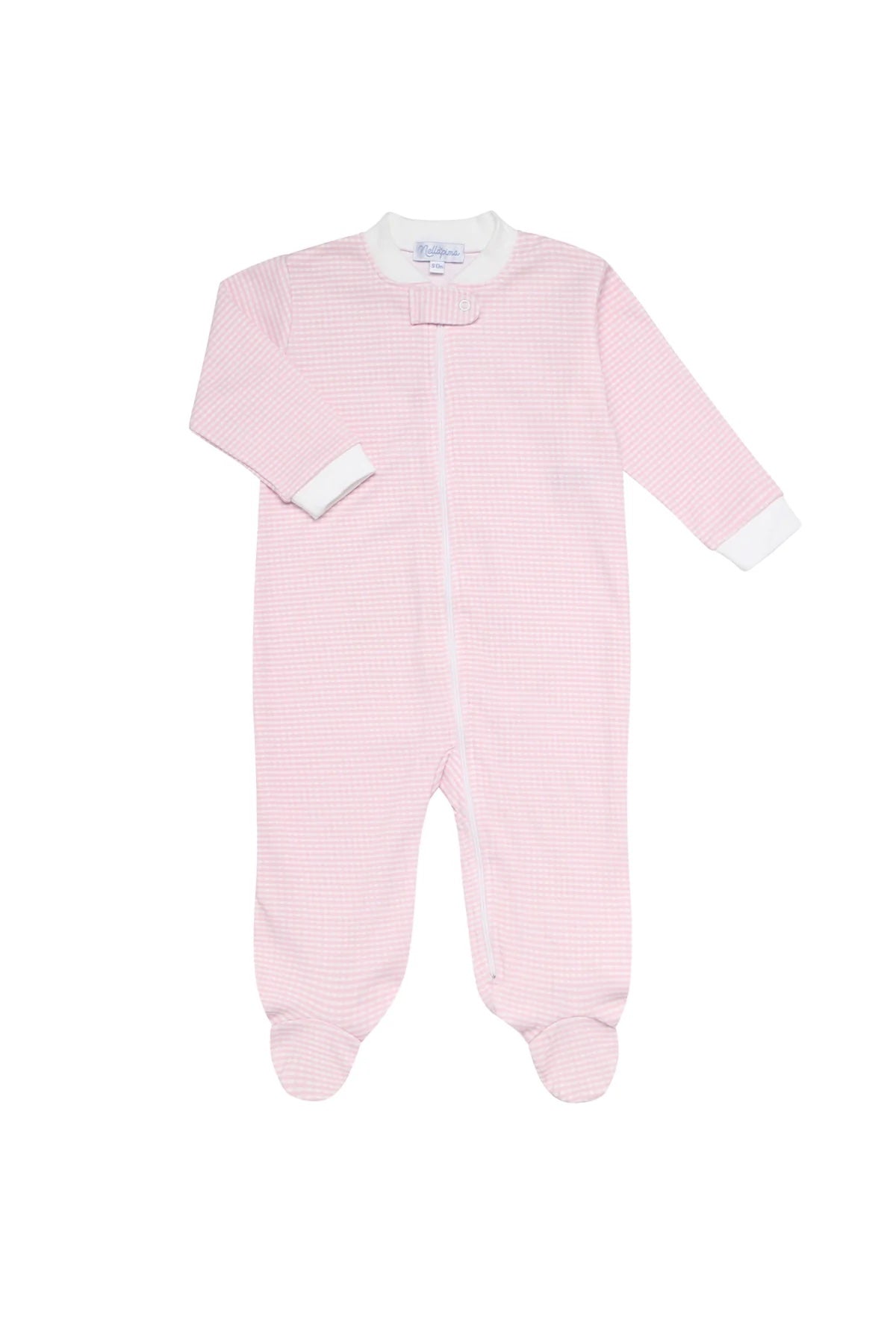 Pima Gingham Zipper Footie