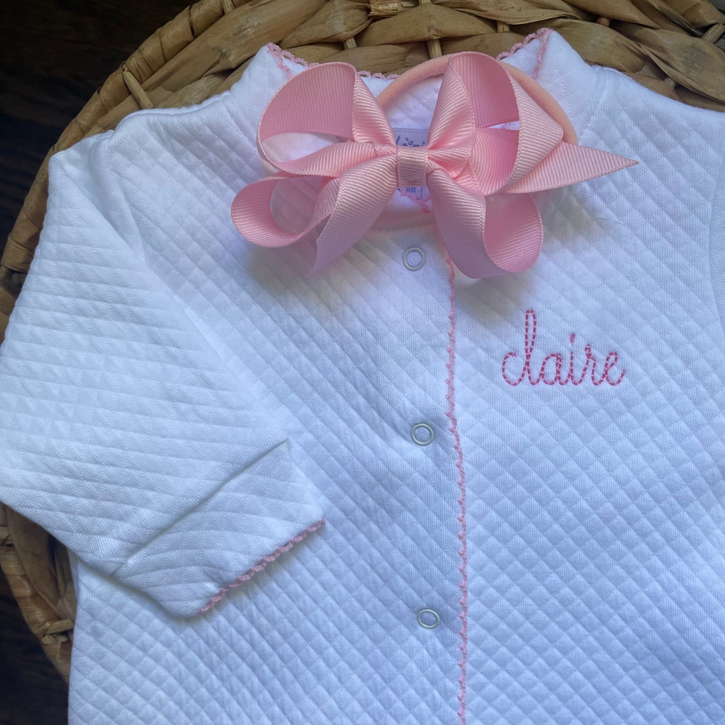 Quilted Footie with Picot Trim