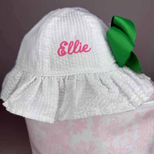 Girls Seersucker Sun Hat