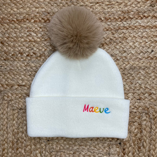 Toddler faux fur pom hat