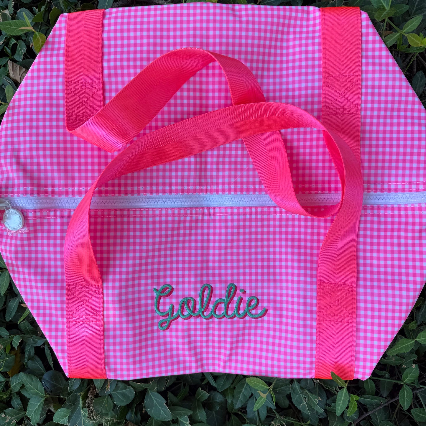 Glossy duffel bag