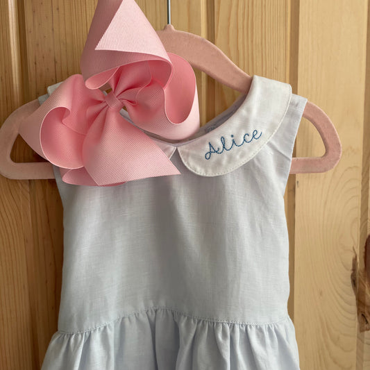 Peter pan collar linen tie back dress