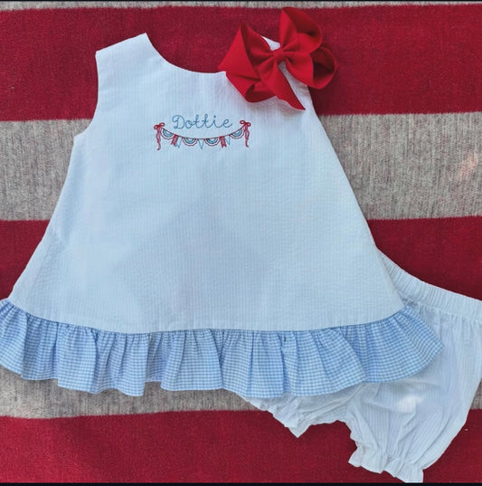 Seersucker Bow Back Bloomer Set
