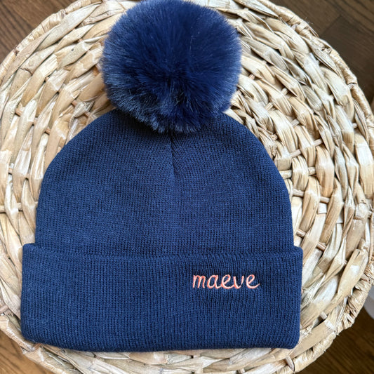 Navy toddler pom hat "Maeve"