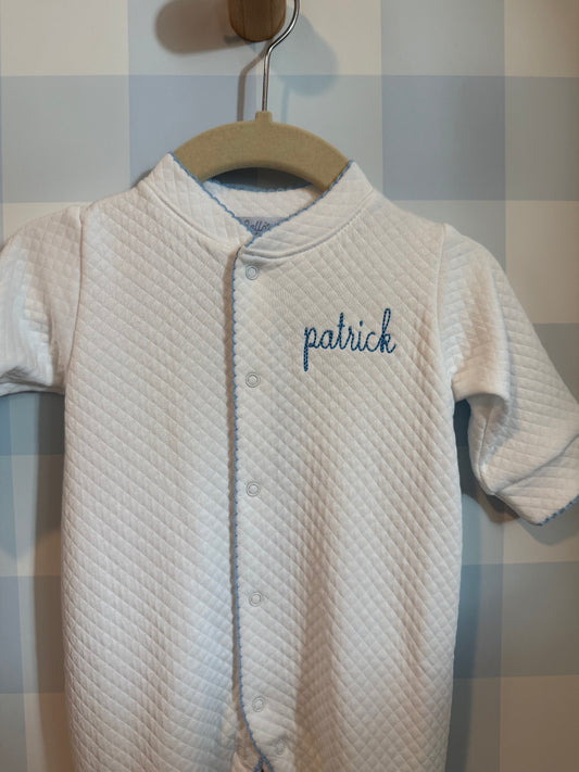 0-3 mo Nella Pima quilted footie "Patrick"
