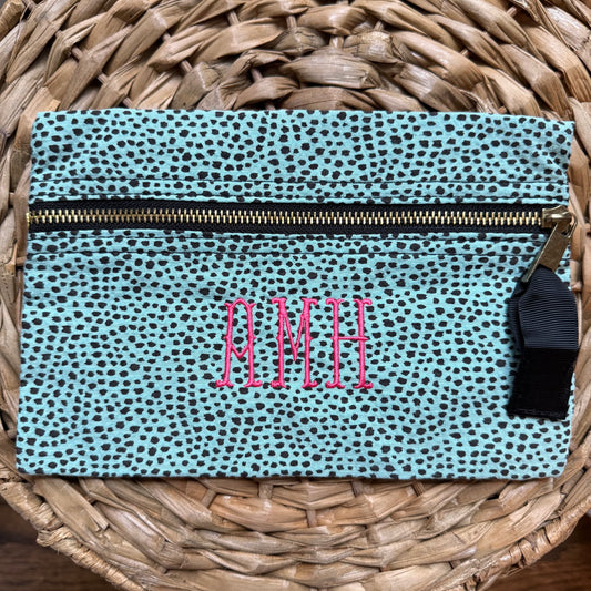"AMH" aqua cheetah cosmo bag