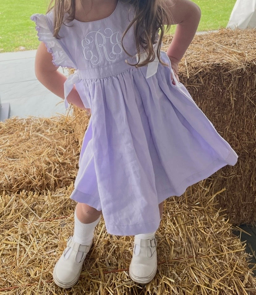 Ruffle sleeve linen dress