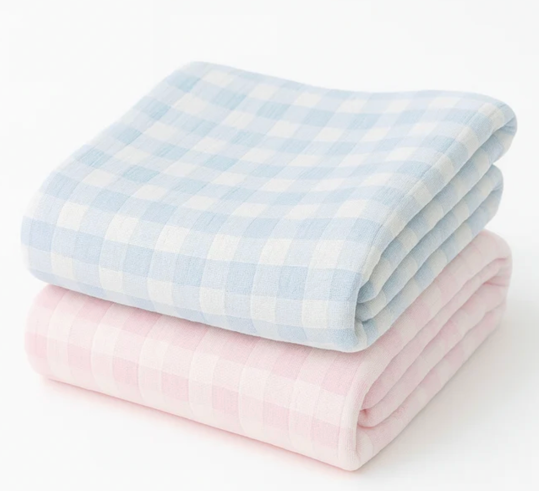 Gingham baby blanket