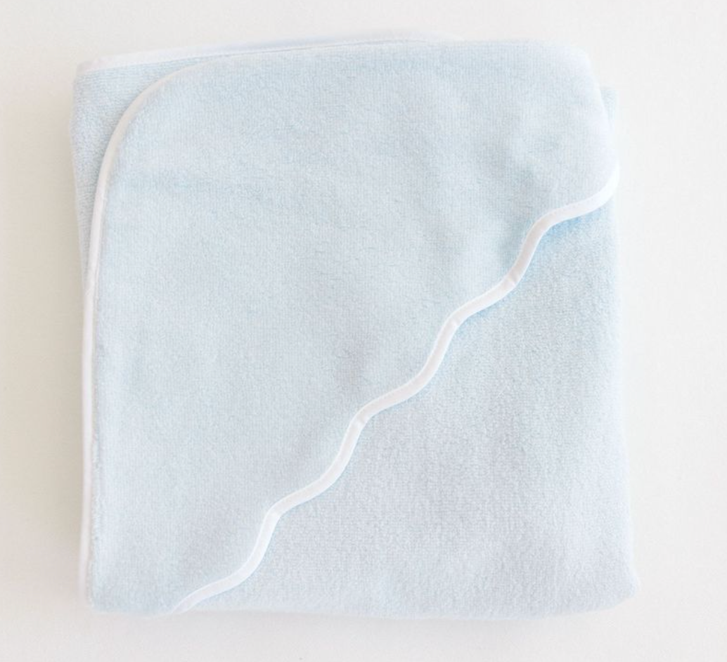 Hooded scalloped trim terry towel