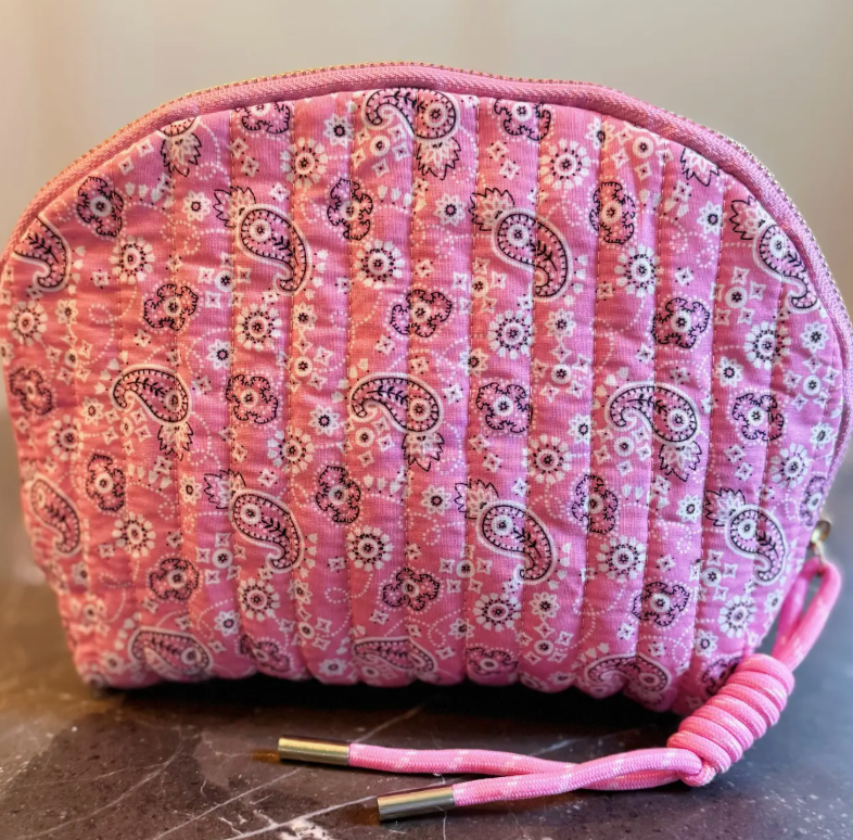 Quilted paisley cosmetic case