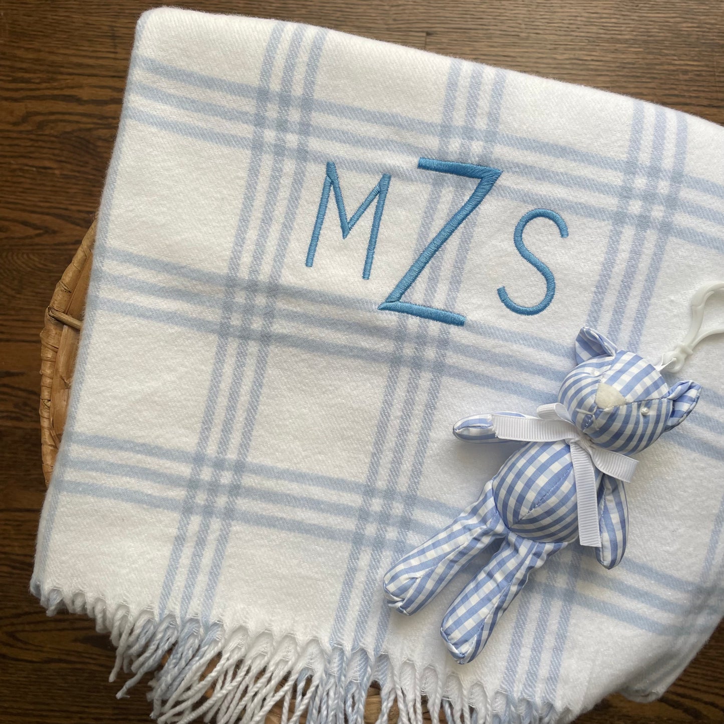 Window pane check flannel with fringe