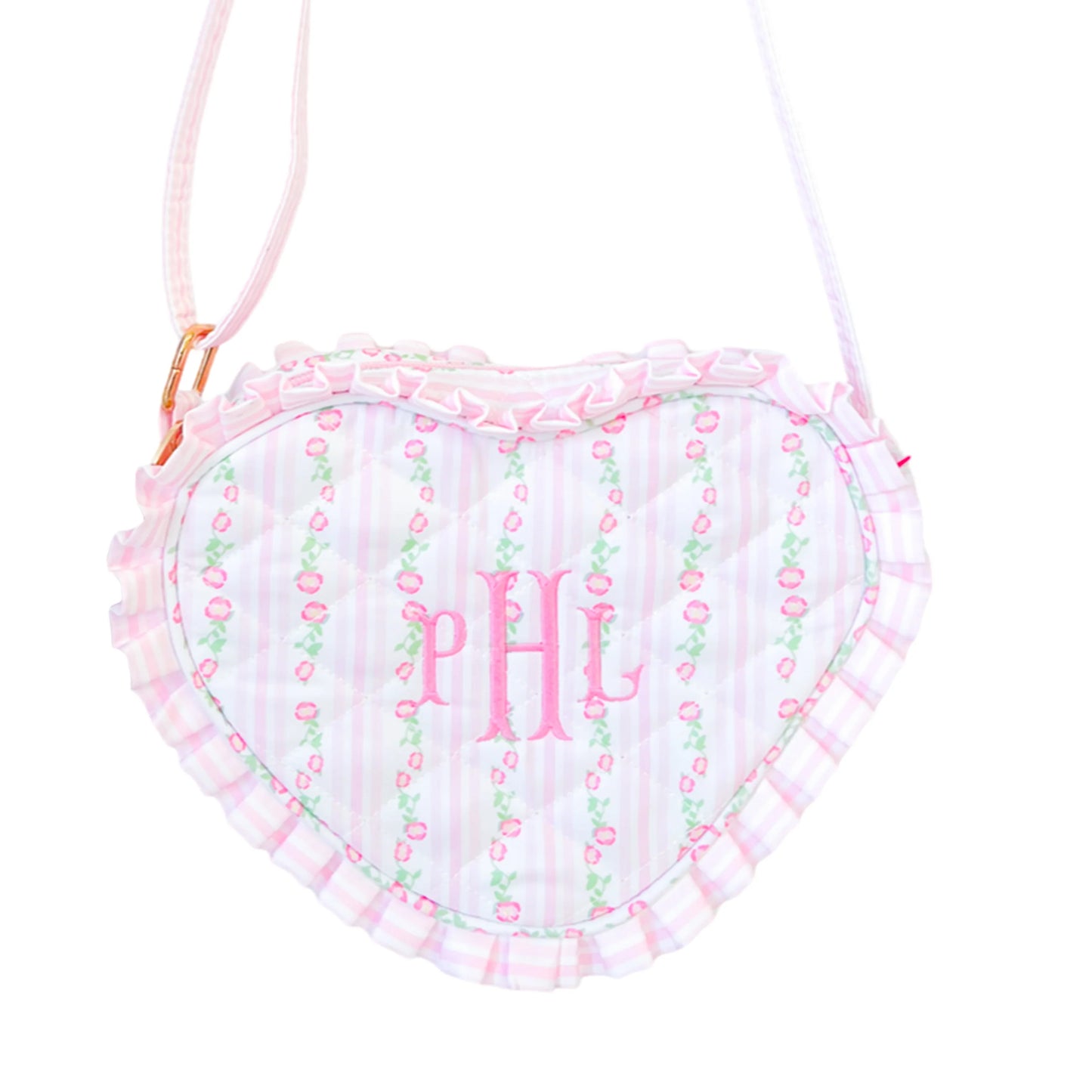 Ruffle trim heart purse