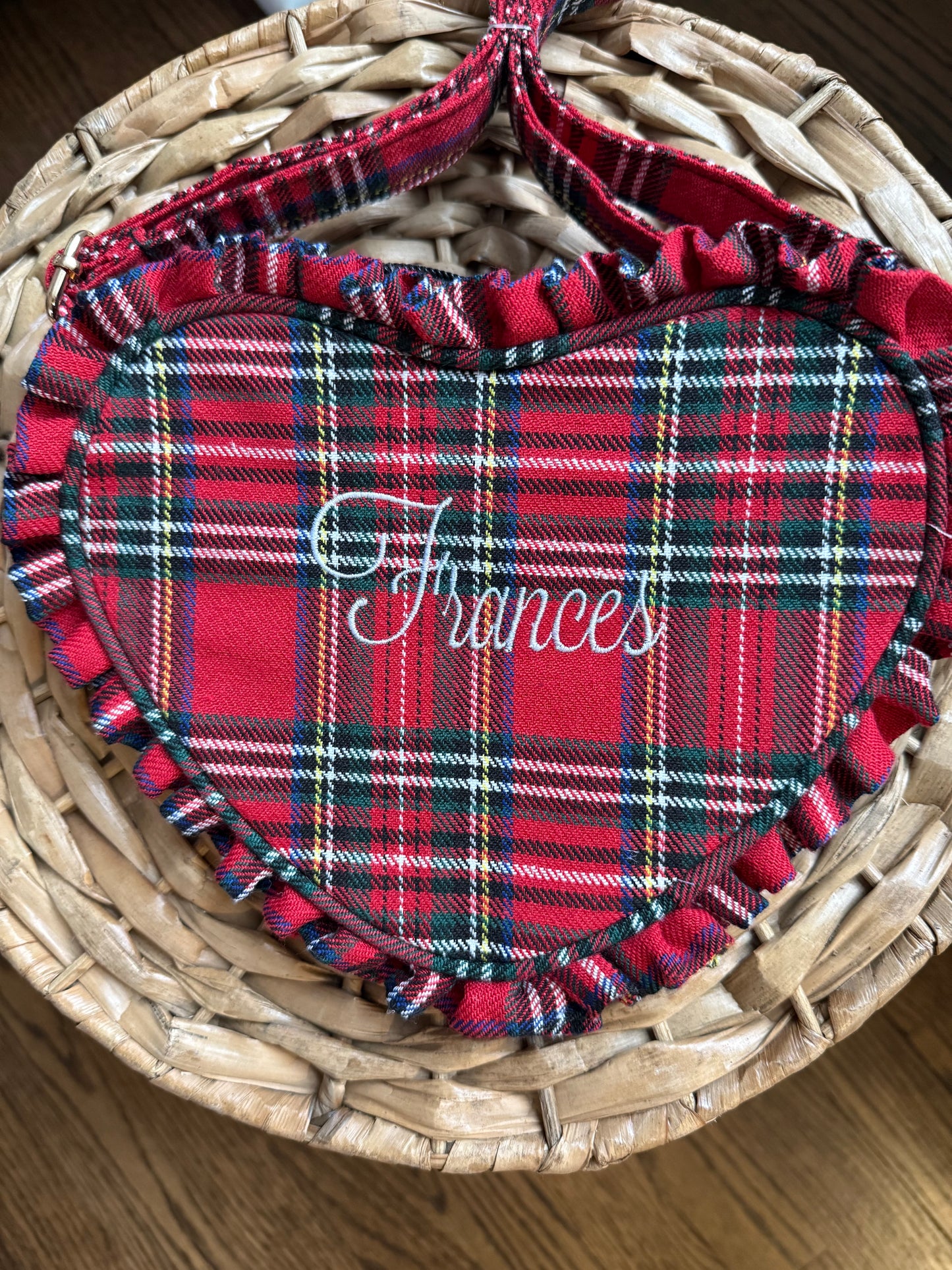 Ruffle trim heart purse