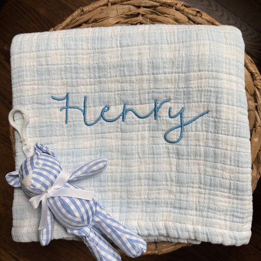 Gingham baby blanket