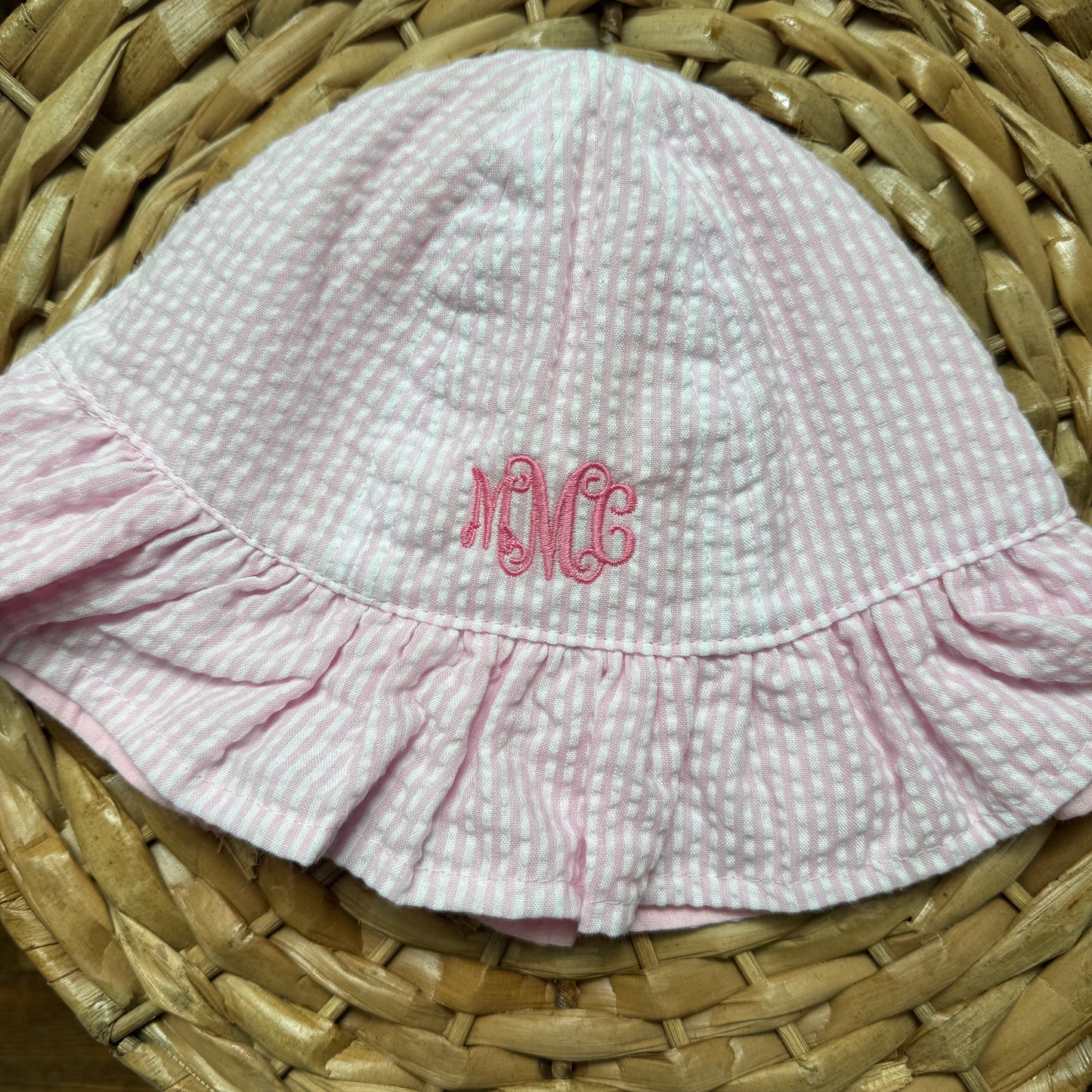 Girls Seersucker Sun Hat