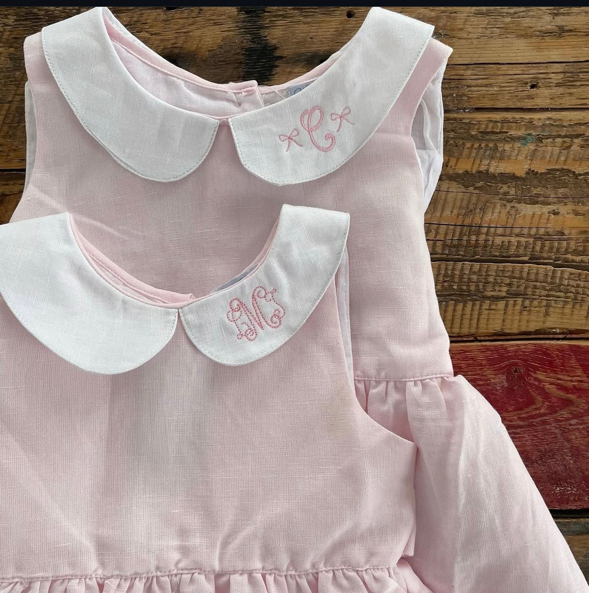 Peter pan collar linen tie back dress