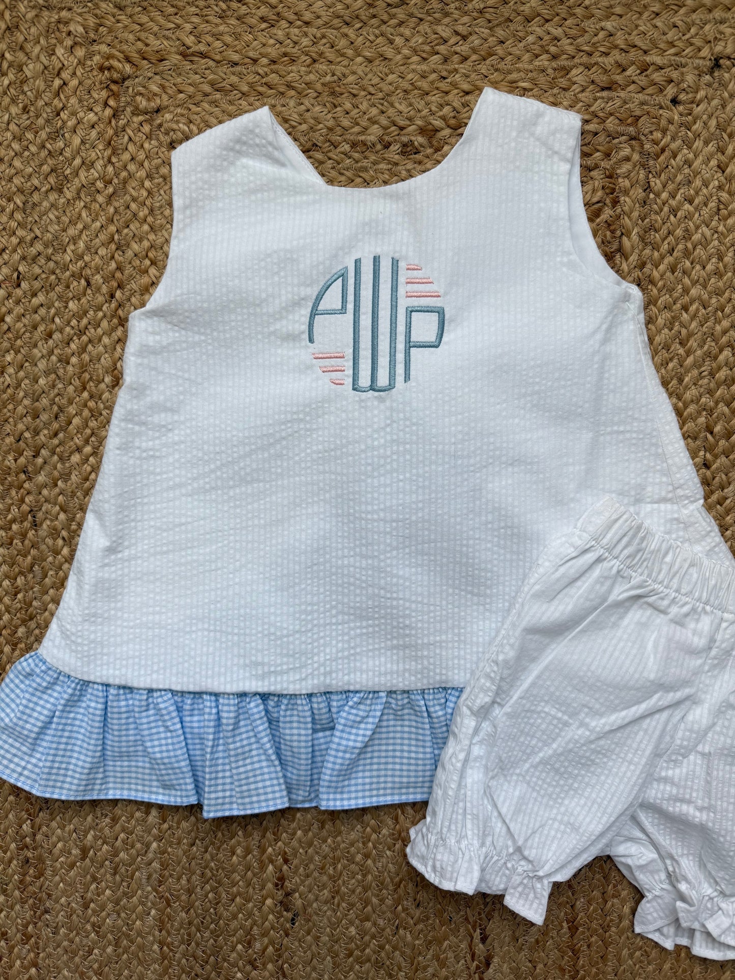 Seersucker Bow Back Bloomer Set