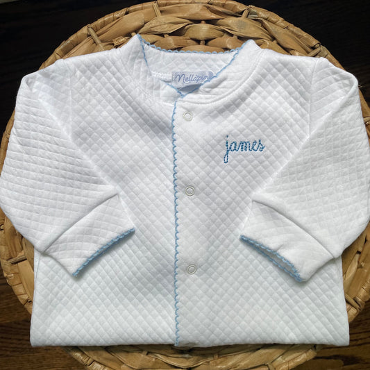 Quilted Footie with Picot Trim