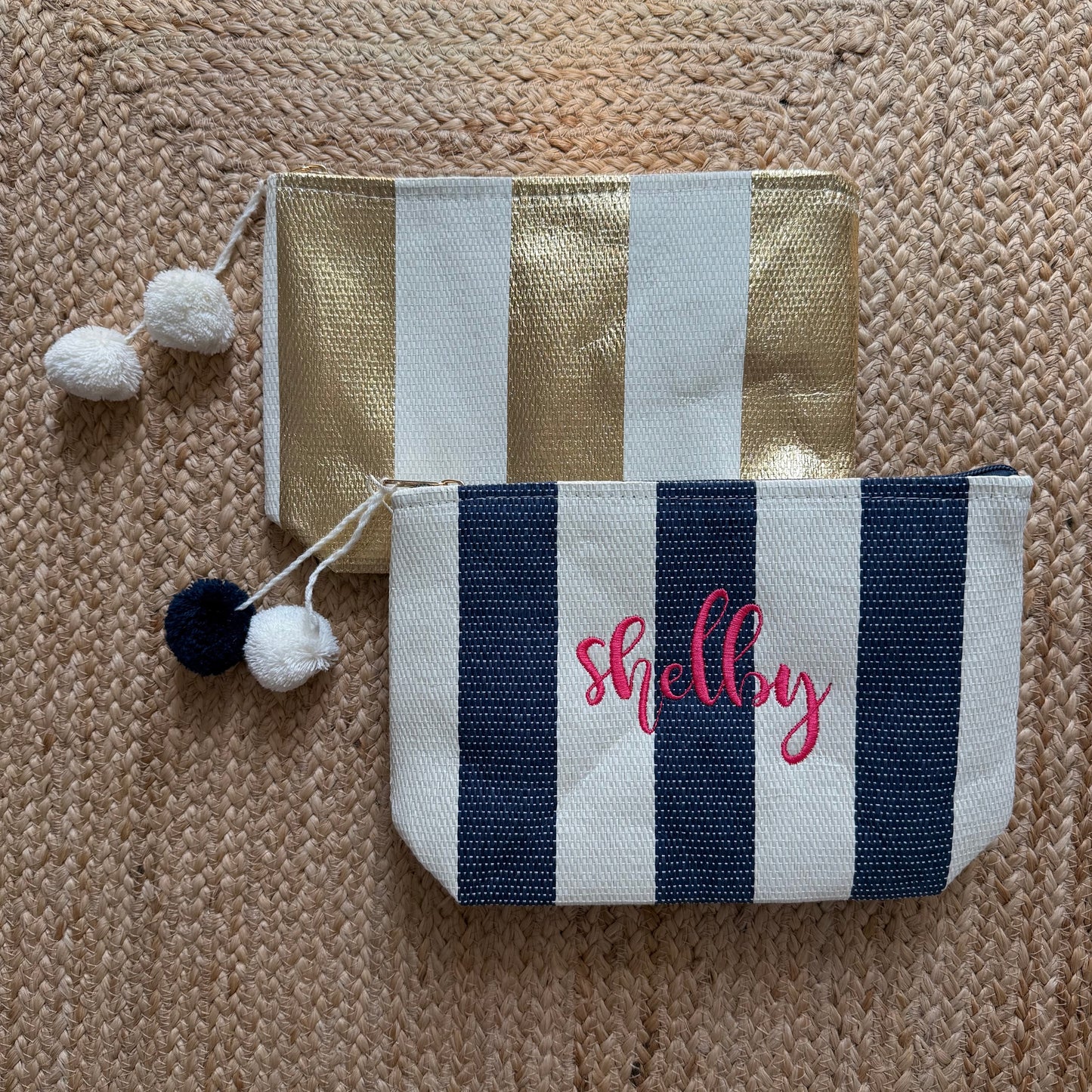 Caitlin Straw Zip Pouch