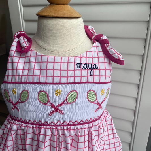 Girls smocked tennis bubble